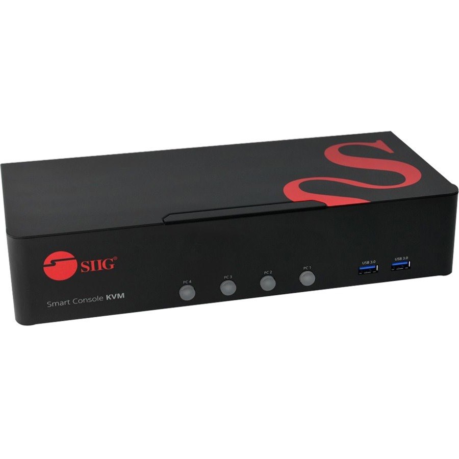 SIIG 4 Port 4K DVI Dual Link KVM Switch with USB 3.0, Audio, Mic