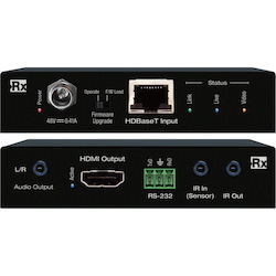 Key Digital 4K/18G HDBaseT Rx (40m) with L/R Audio De-Embed, IR, RS-232
