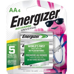 Energizer Recharge Universal Rechargeable AA Batteries, 4 Pack