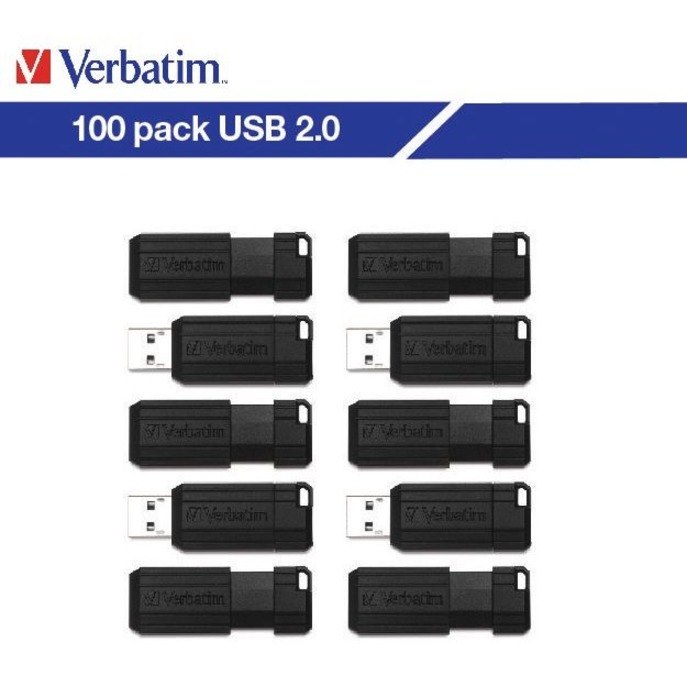 Verbatim 32GB PinStripe USB Flash Drive - Business 100pk - Black
