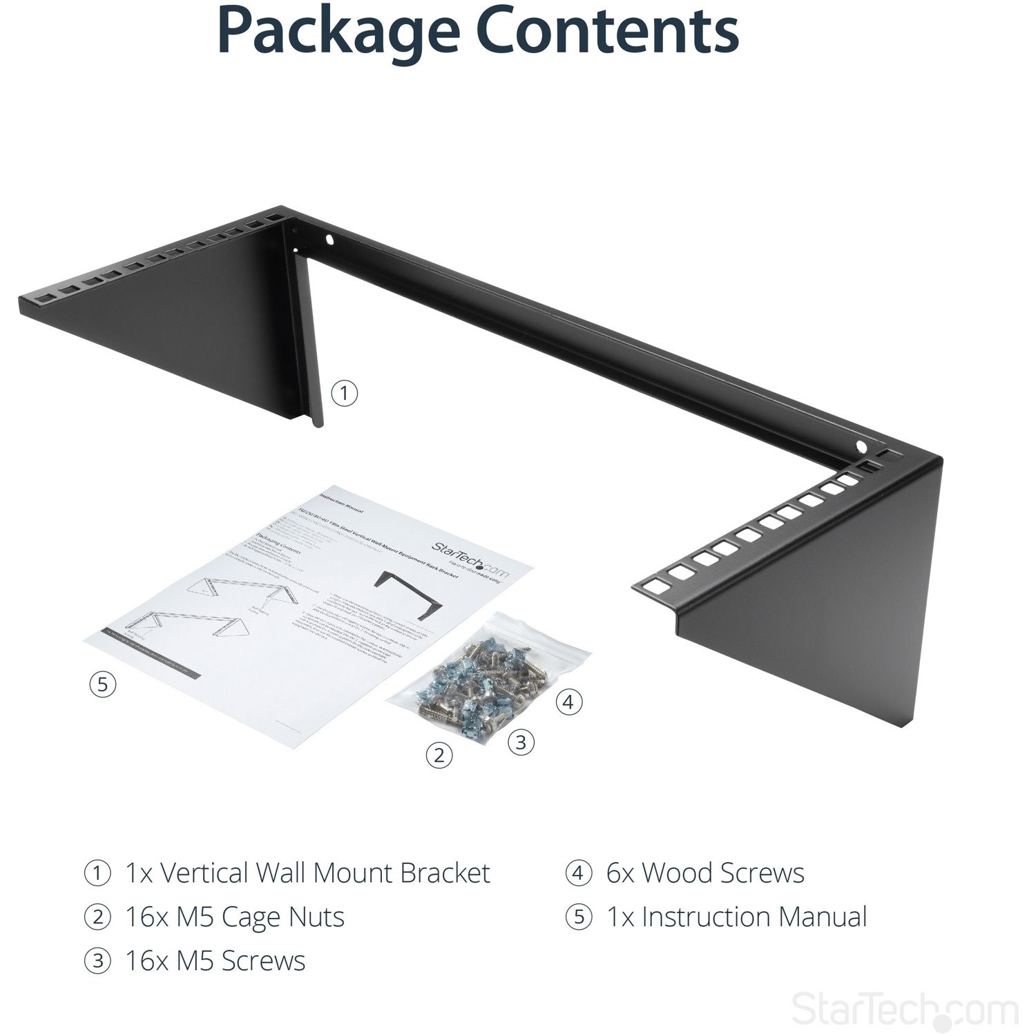 StarTech.com 4U Wall Mount Patch Panel Bracket - 19 inch Steel Vertical Mounting Bracket for Network and Data Equipment (RK419WALLV)