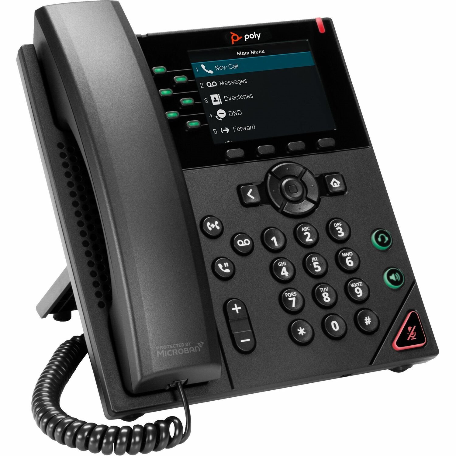 Poly VVX 350 IP Phone - Corded - Corded - Desktop, Wall Mountable - Black - TAA Compliant