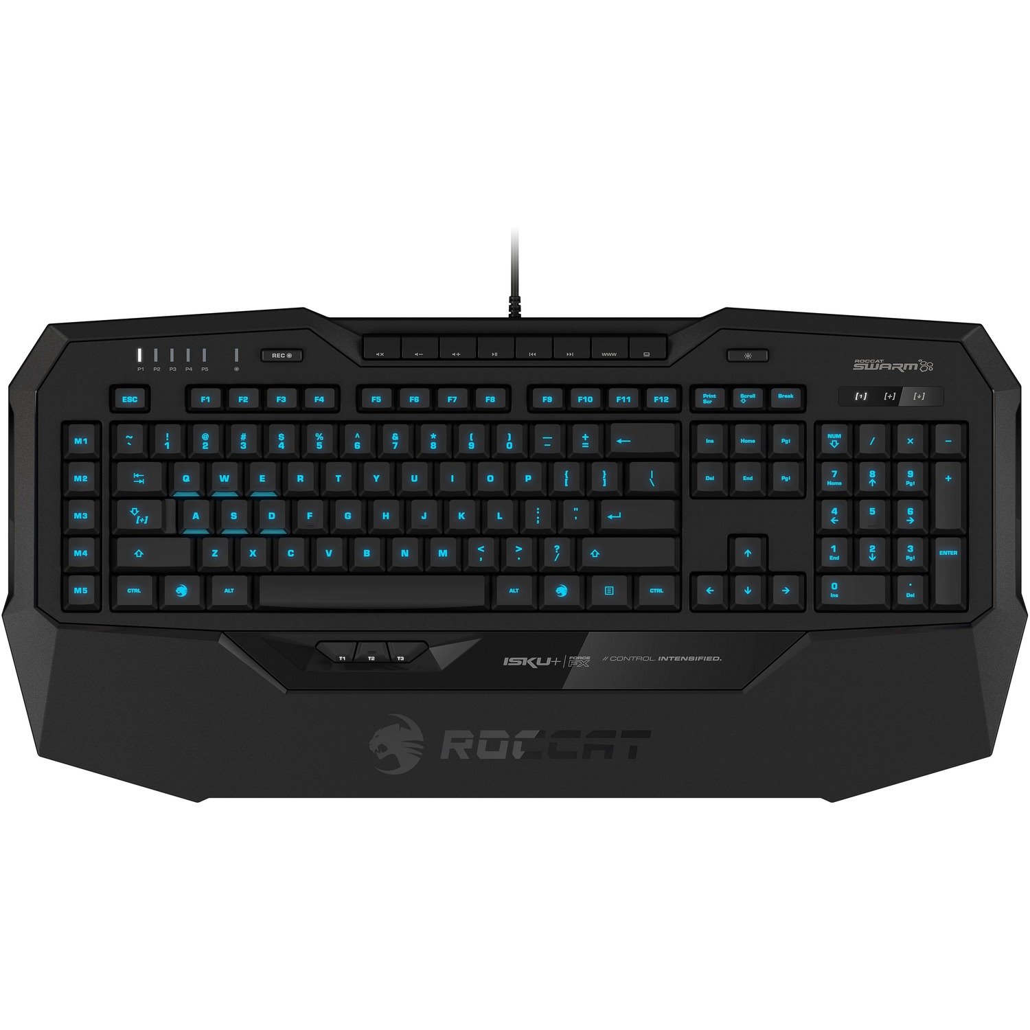 Roccat Isku+ Force FX Keyboard - Cable Connectivity - USB 2.0 Interface - English (US) - Black