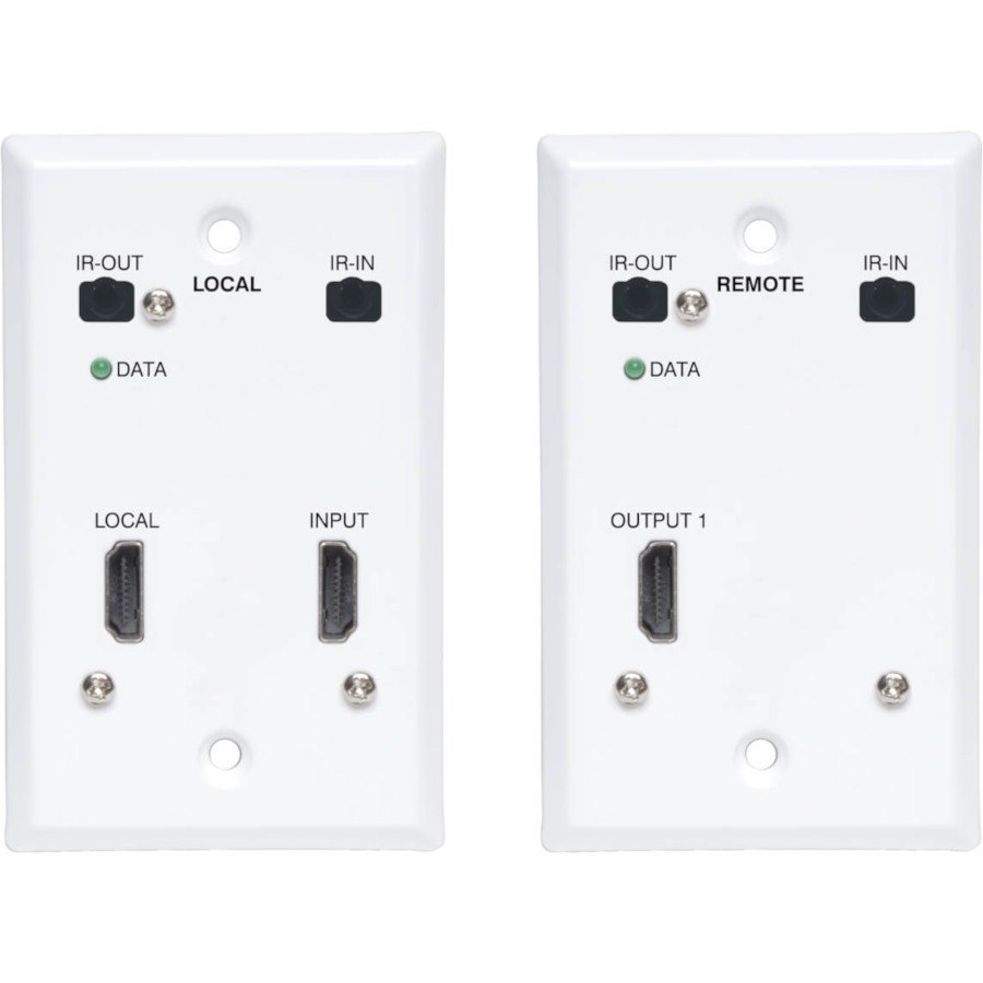 Eaton Tripp Lite Series HDMI over Cat6 Extender Kit, Wallplate, 4K 60Hz, 4:4:4, IR, PoC, HDR, HDCP 2.2, 230 ft., TAA