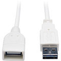 Eaton Tripp Lite Series Universal Reversible USB 2.0 Extension Cable (Reversible A to A M/F), White, 3 ft. (0.91 m)