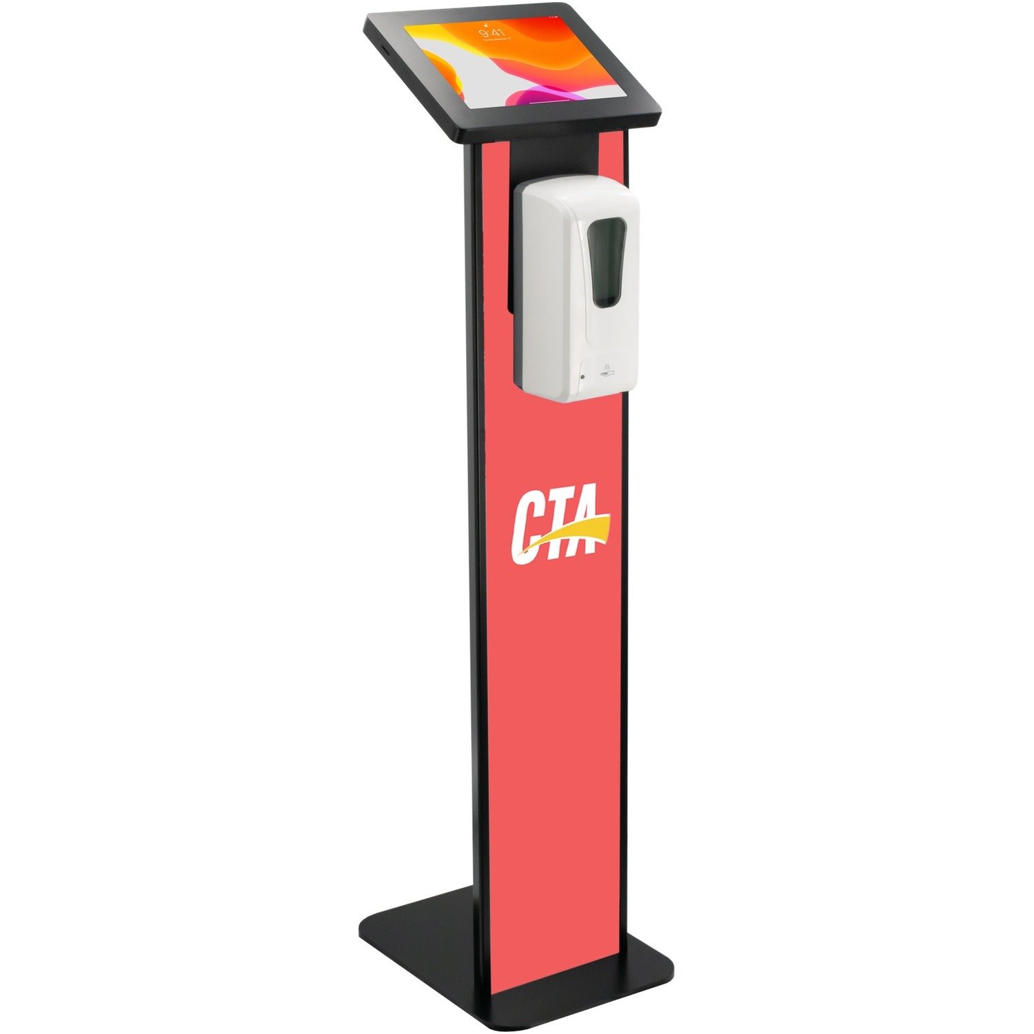 CTA Digital Premium Locking Floor Stand Kiosk with Graphic Card Slot and Automatic Soap Dispenser (Black)