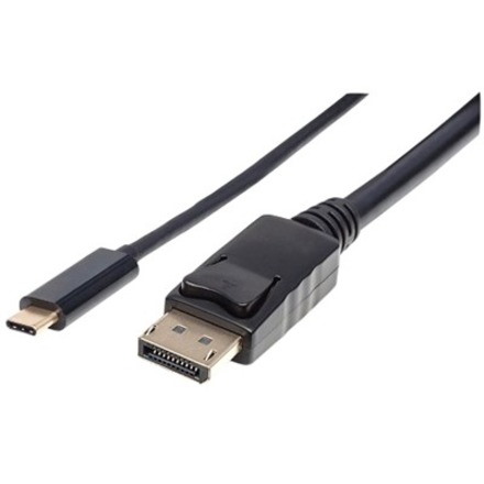 Manhattan USB-C to DisplayPort Cable, 4K@60Hz, 2m, Male to Male, Black, CDP2DP2MBD, Three Year Warranty, Polybag