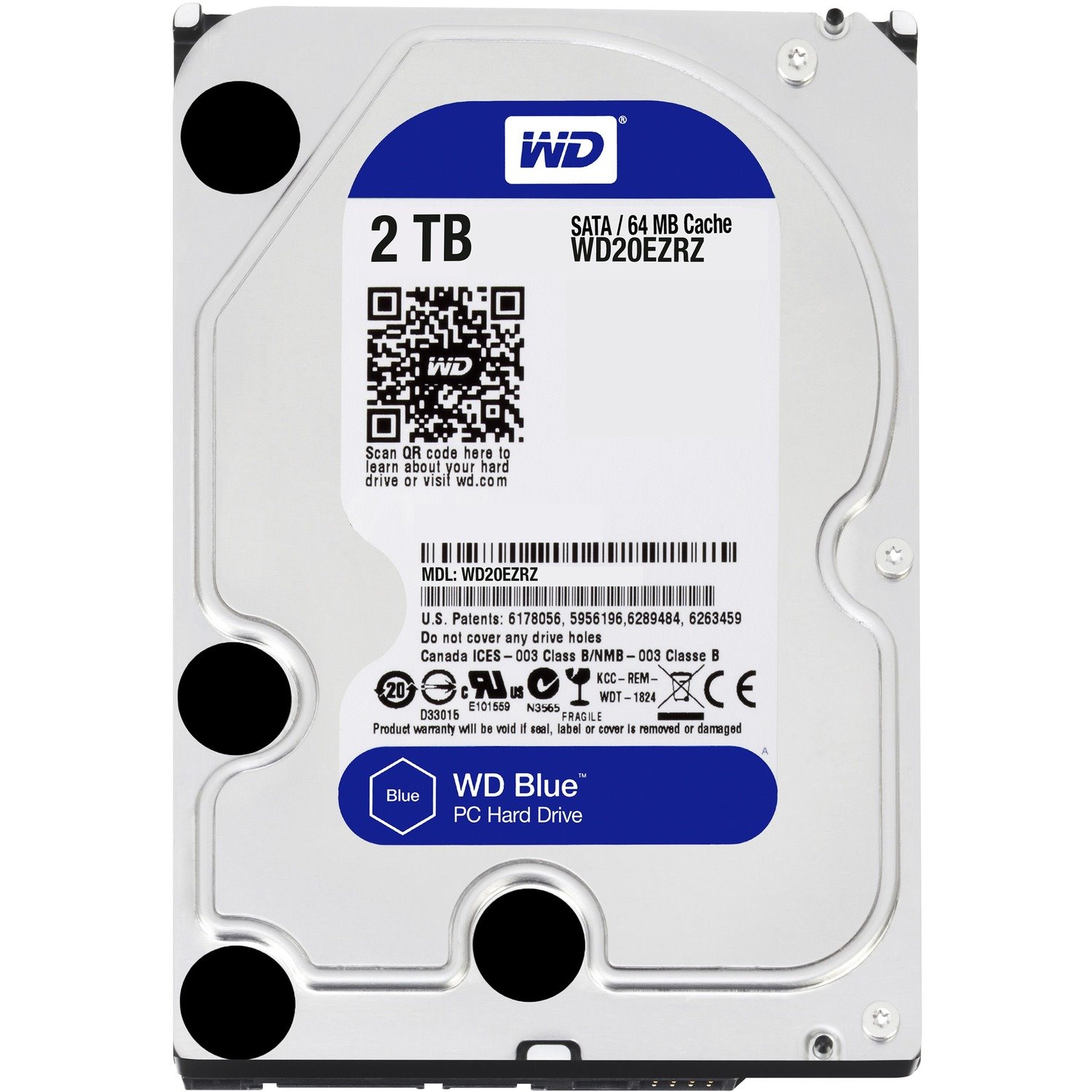 WD Blue WD20EZRZ 2 TB Hard Drive - 3.5" Internal - SATA (SATA/600) - Blue