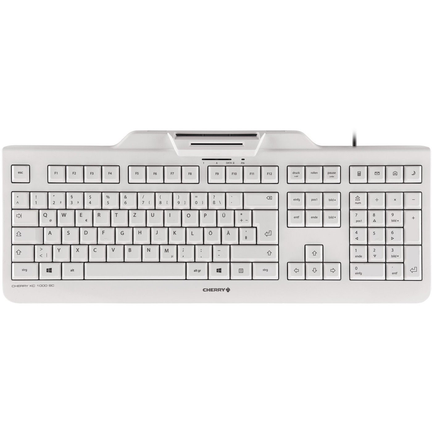 CHERRY KC 1000 SC-Z Keyboard - Cable Connectivity - USB Interface - English (US) - QWERTY Layout - Pale Gray