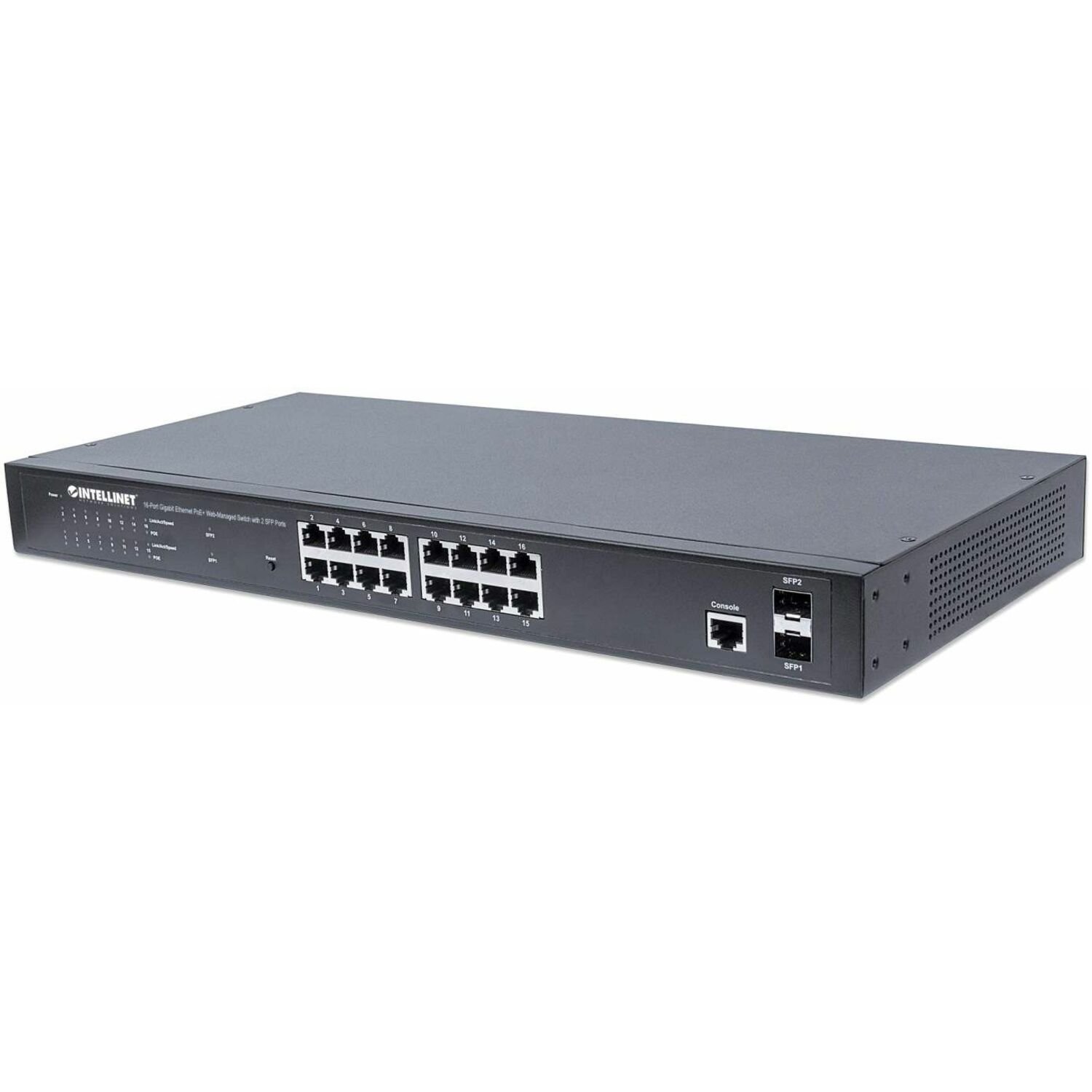 Intellinet 16-Port Gigabit Ethernet PoE+ Web-Managed Switch with 2 SFP Ports