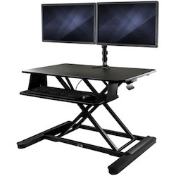 StarTech.com Dual Monitor Sit Stand Desk Converter - 35" Wide - Height Adjustable Standing Desk Solution -Dual Arms for up to 24" Monitors