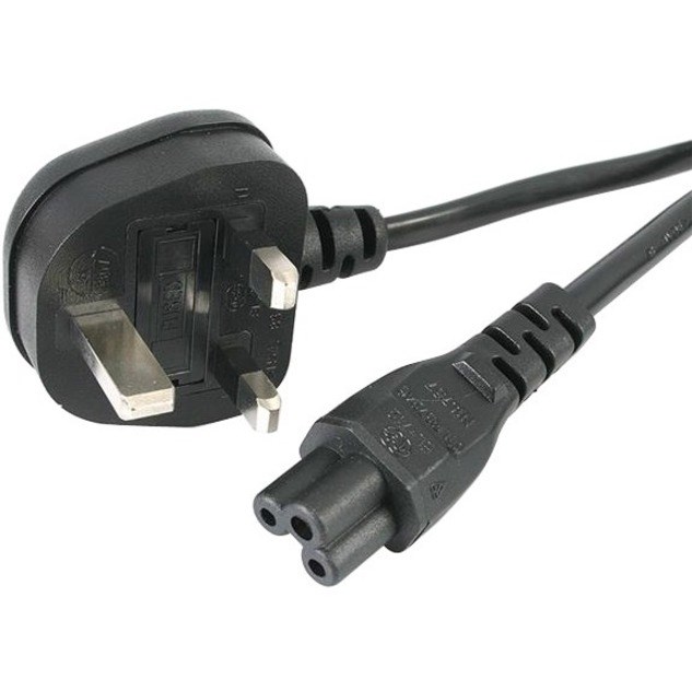 StarTech.com 1m Laptop Power Cord - 3 Slot for UK - BS-1363 to C5 Clover Leaf Power Cable Lead