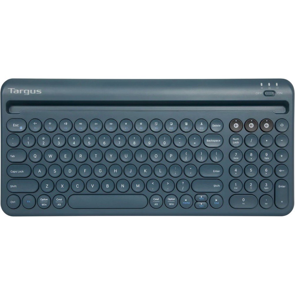 Targus Multi-Device Bluetooth Antimicrobial Keyboard with Tablet/Phone Cradle (Blue)