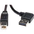 Eaton Tripp Lite Series Universal Reversible USB 2.0 Cable (Right / Left-Angle Reversible A to B M/M), 3 ft. (0.91 m)