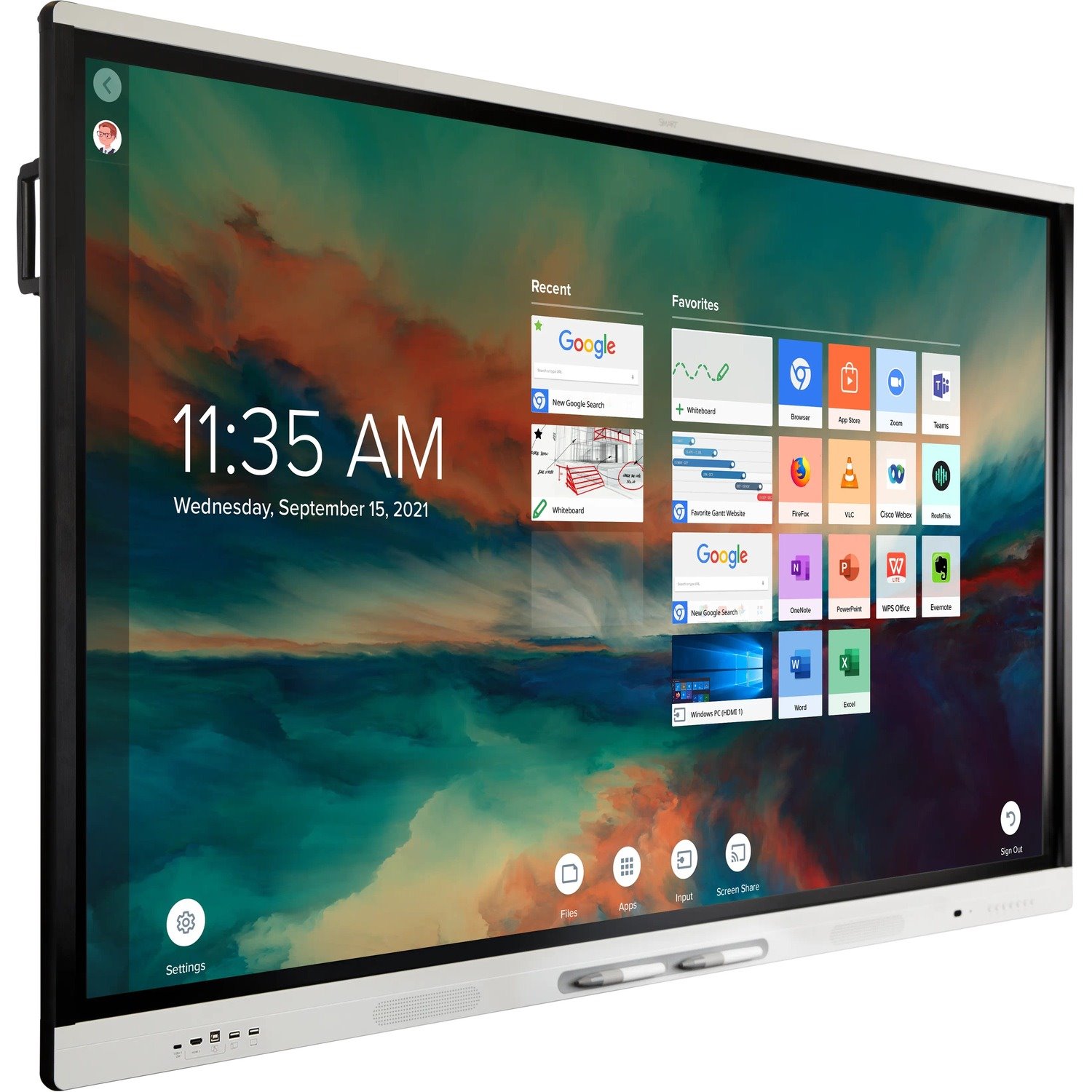 SMART Board MX055-V3 Pro Series Interactive Display with iQ - White, No HDMI Out