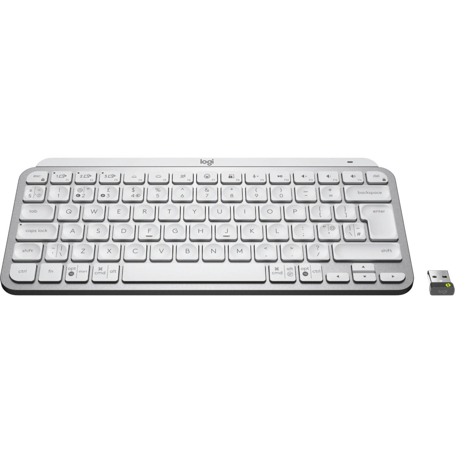 Logitech MX Keys Mini for Business Keyboard - Wireless Connectivity - English (UK) - QWERTY Layout - Pale Gray