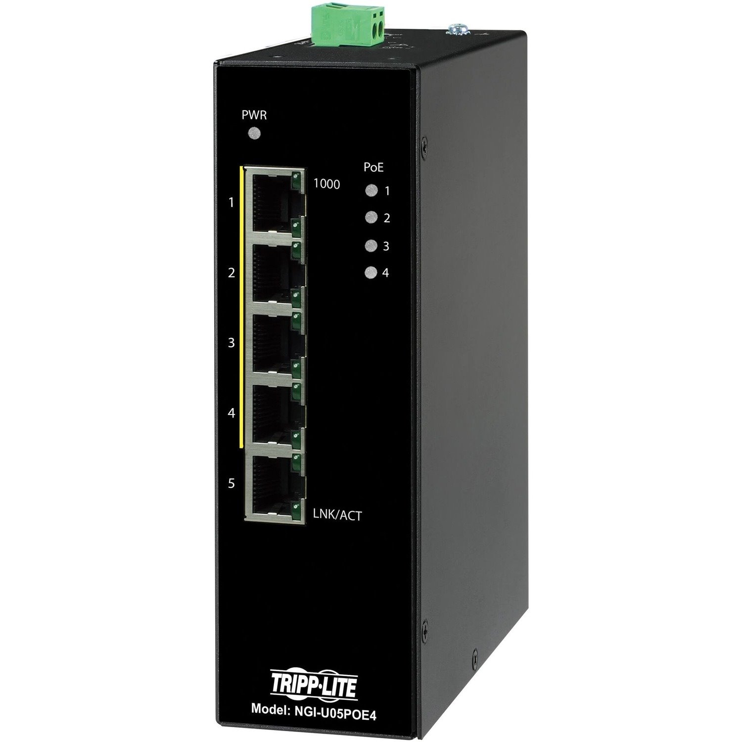 Eaton Tripp Lite Series 5-Port Unmanaged Industrial Gigabit Ethernet Switch - 10/100/1000 Mbps, PoE+ 30W, -10&deg; to 60&deg;C, DIN Mount, TAA
