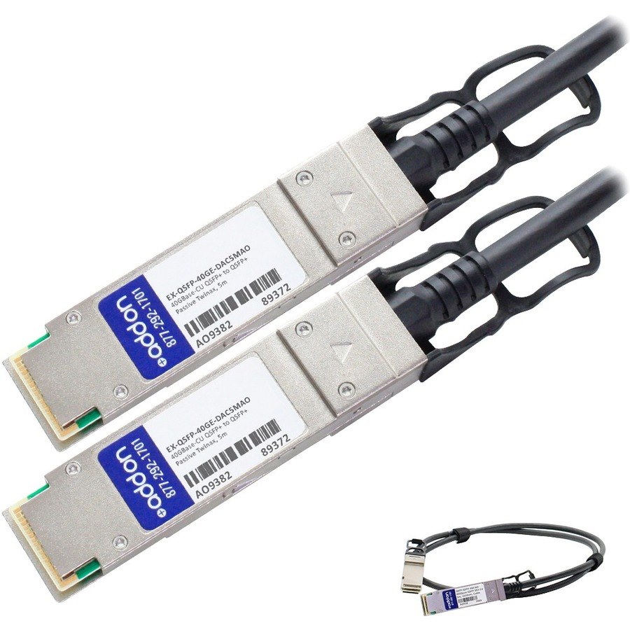 AddOn Juniper Networks EX-QSFP-40GE-DAC-5M Compatible TAA Compliant 40GBase-CU QSFP+ to QSFP+ Direct Attach Cable (Passive Twinax, 5m)