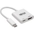 Tripp Lite by Eaton USB-C to HDMI Adapter (M/F) - 4K 60 Hz, 60W PD Charging, HDCP 2.2, White