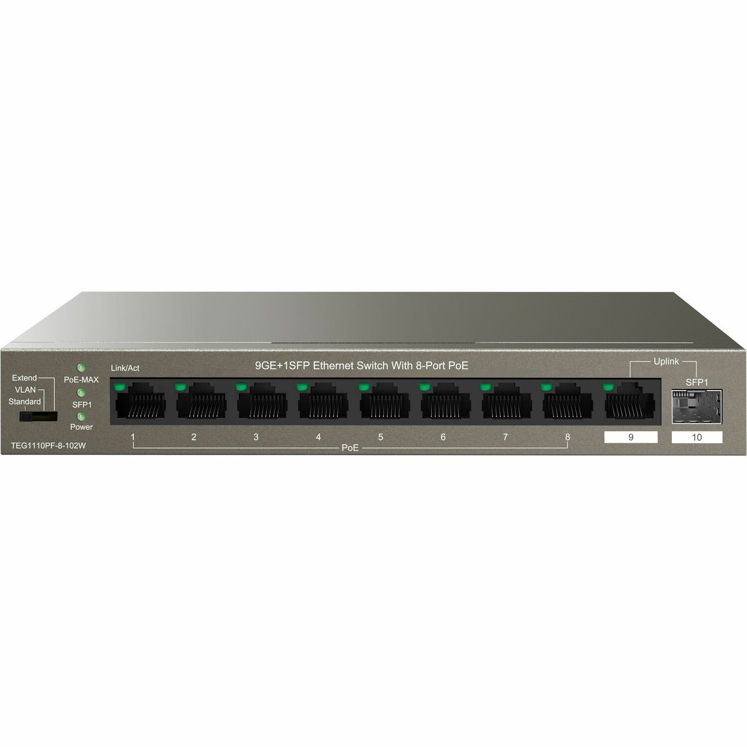 Tenda TEG1110PF-8-102W  9GE+1SFP Ethernet Switch With 8-Port PoE