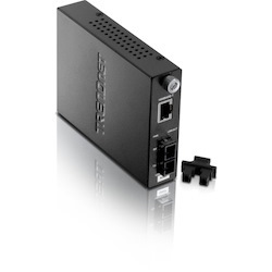 TRENDnet Intelligent 1000Base-T to 1000Base-SX Multi-Mode SC Fiber Media Converter, Up to 550M (1800 ft), Fiber to Ethernet Converter, 2Gbps Switching Capacity, Lifetime Protection, Black, TFC-1000MSC