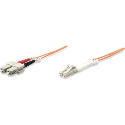 Intellinet Network Solutions Fiber Optic Patch Cable, LC/SC, OM1, 62.5/125, Multimode, Duplex, Orange, 14 ft (5 m)