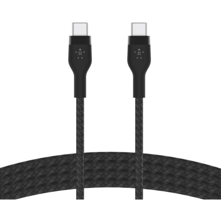 Belkin 60W USB-C to USB-C Cable - 480 Mbps - Silicone, Braided - M/M - 2m/6.6ft - Black