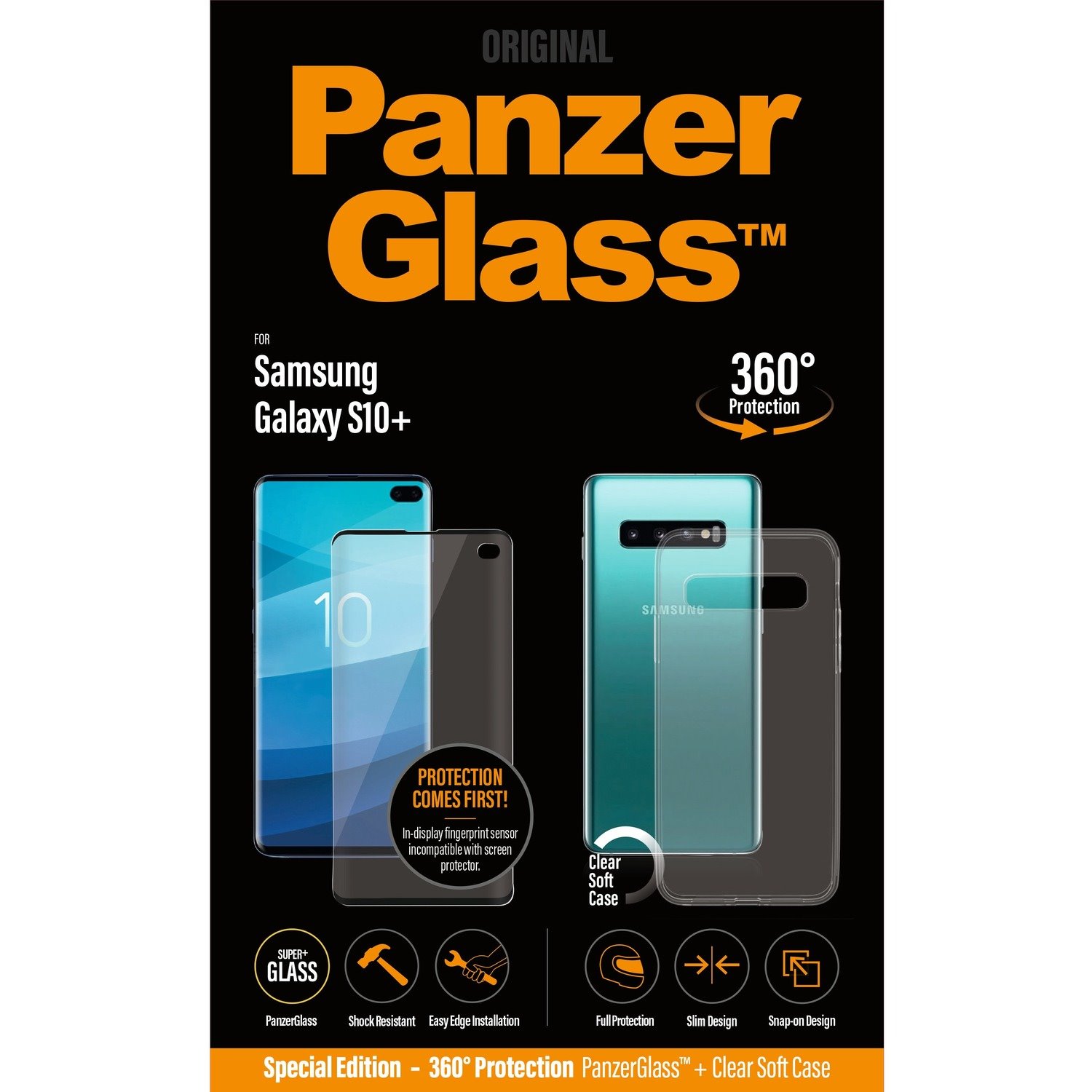 PanzerGlass Samsung Galaxy S10+ & PanzerGlass Clear Soft Case