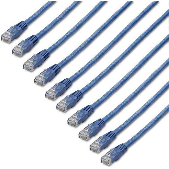 StarTech.com 1 ft. CAT6 Ethernet cable - 10 Pack - ETL Verified - Blue CAT6 Patch Cord - Molded RJ45 Connectors - 24 AWG - UTP