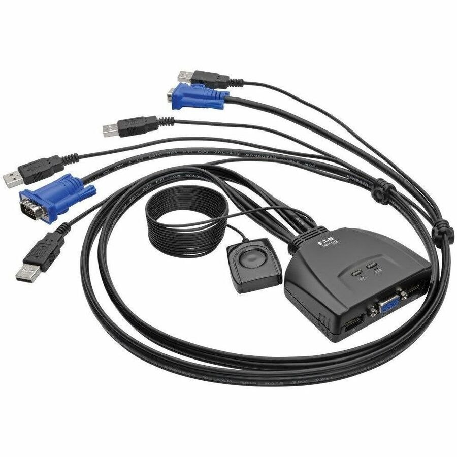 Eaton Tripp Lite Series 2-Port USB/VGA Cable KVM Switch with Cables and USB Peripheral Sharing