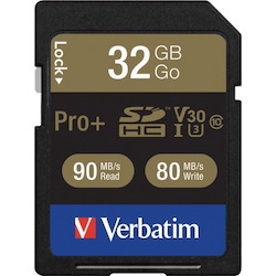 Verbatim 32GB Pro Plus 600X SDHC Memory Card, UHS-I V30 U3 Class 10