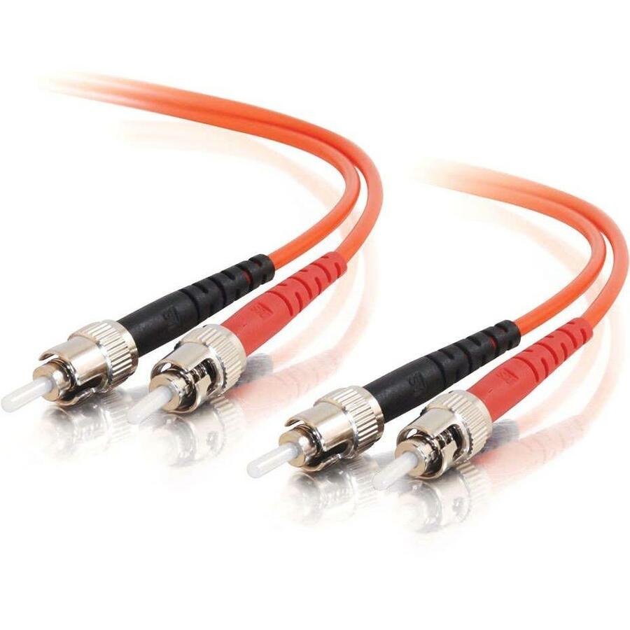 C2G 30m ST-ST 62.5/125 OM1 Duplex Multimode PVC Fiber Optic Cable (USA-Made) - Orange