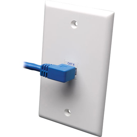 Eaton Tripp Lite Series Left-Angle Cat6 Gigabit Molded UTP Ethernet Cable (RJ45 Left-Angle M to RJ45 M), Blue, 3 ft. (0.91 m)