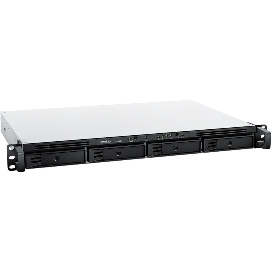 Synology RackStation RS422+ 4 x Total Bays SAN/NAS Storage System - AMD Ryzen R1600 Dual-core (2 Core) 2.60 GHz - 2 GB RAM - DDR4 SDRAM - 1U Rack-mountable