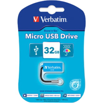 Verbatim Store 'n' Go Micro 32 GB USB 2.0 Rugged Flash Drive - Caribbean Blue