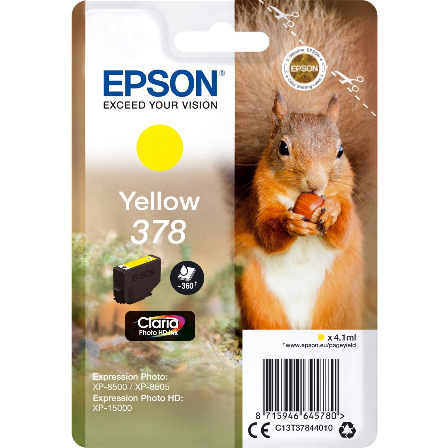 Epson Claria Photo HD 378 Original Standard Yield Inkjet Ink Cartridge - Single Pack - Yellow - 1 Pack