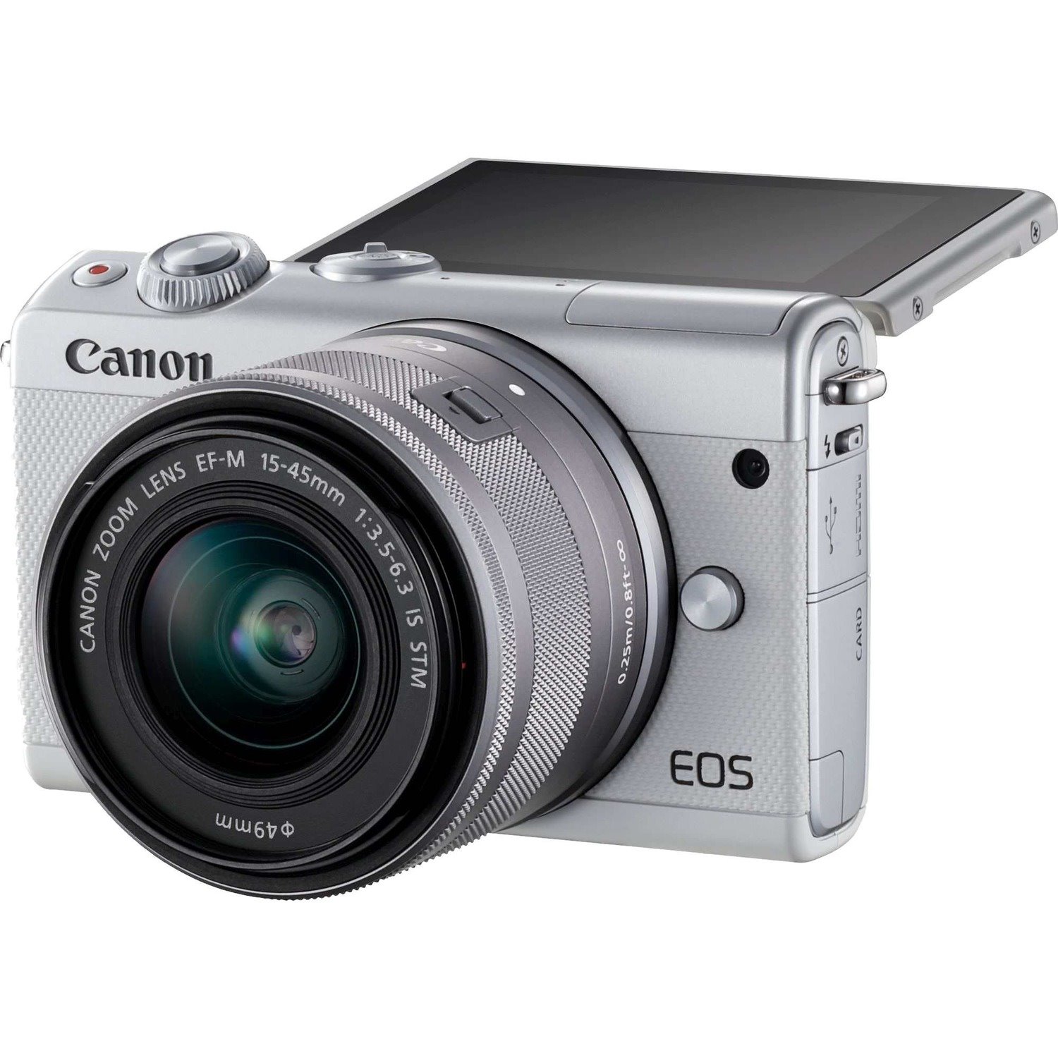 Canon EOS M100 24 Megapixel Mirrorless Camera with Lens - 0.59" - 1.77" - White