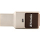 Verbatim Fingerprint Secure 64 GB USB 3.0 Type A Flash Drive - Silver - 256-bit AES