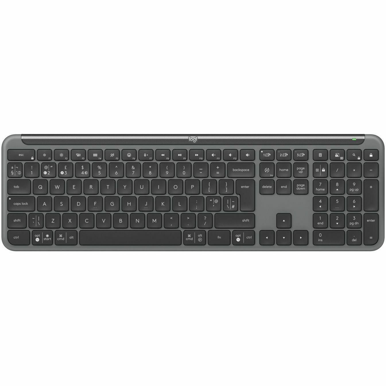 Logitech Signature Slim K950 Keyboard - Wireless Connectivity - USB Type A Interface - English (UK) - QWERTY Layout - Graphite