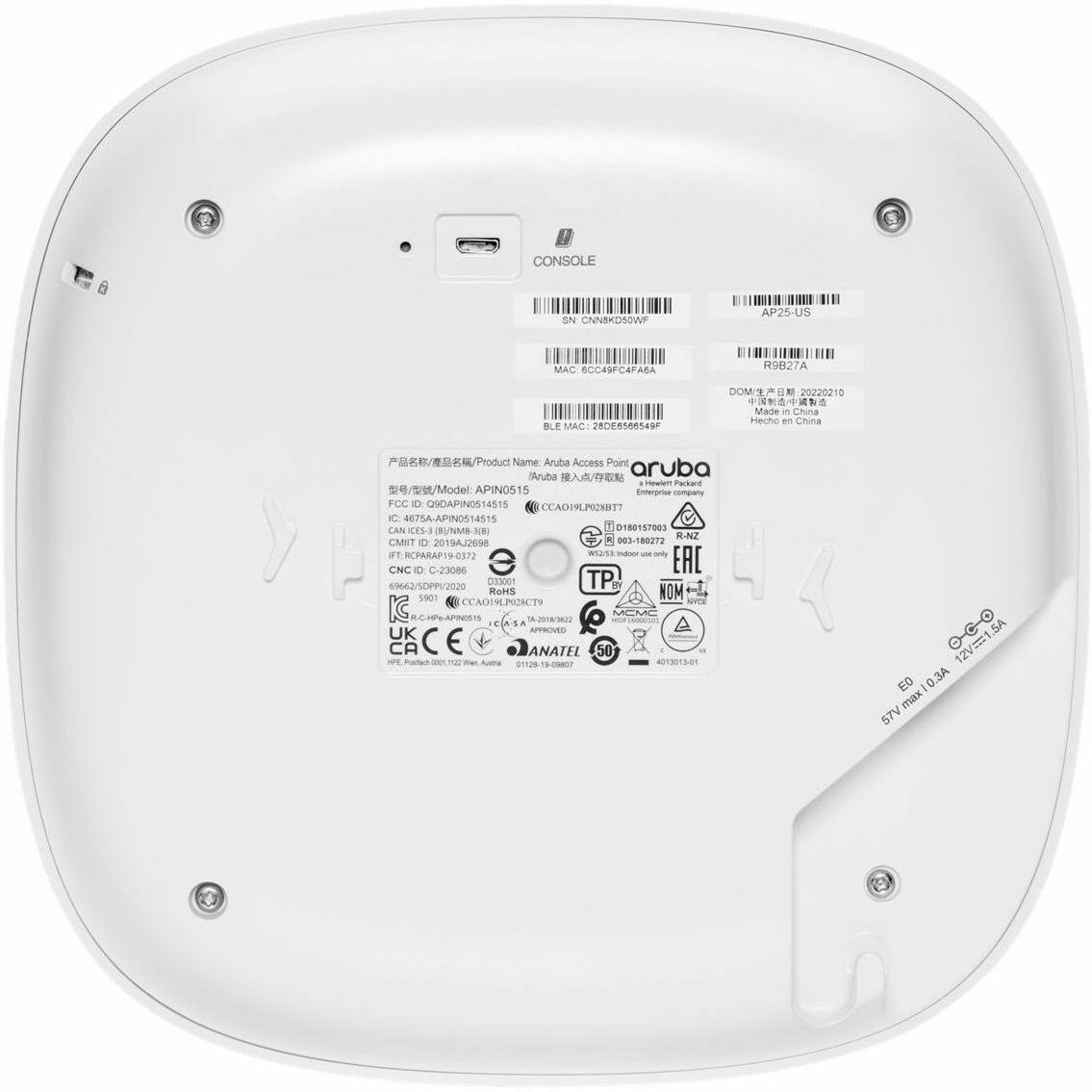 HPE Instant On AP25 Dual Band 802.11ax 5.30 Gbit/s Wireless Access Point - Indoor