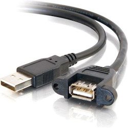 C2G 3ft Panel-Mount USB 2.0 A Male to A Female Cable