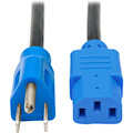 Tripp Lite by Eaton Desktop Computer AC Power Cable, NEMA 5-15P to C13 - 10A, 125V, 18 AWG, 4 ft. (1.22 m), Blue Plugs