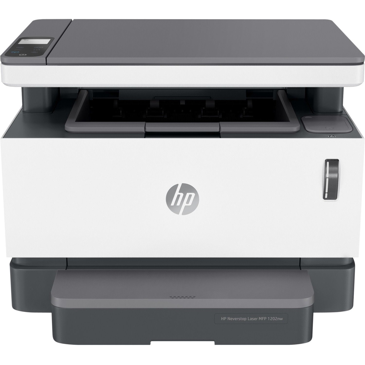 HP Neverstop 1202nw Laser Multifunction Printer-Monochrome-Copier/Scanner-21 ppm Mono Print-600x600 dpi Print-Manual Duplex Print-20000 Pages-150 sheets Input-600 dpi Optical Scan-Wireless LAN-Apple AirPrint-Mopria-Wi-Fi Direct