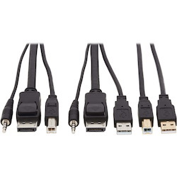 Tripp Lite by Eaton DisplayPort KVM Cable Kit - DP, USB, 3.5 mm Audio (3xM/3xM) + USB (M/M), 4K, 4:4:4, 6 ft. (1.83 m), Black