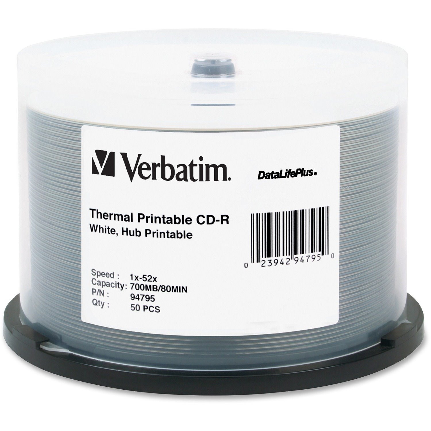 Verbatim DataLifePlus 94795 CD Recordable Media - CD-R - 52x - 700 MB - 50 Pack Spindle - White