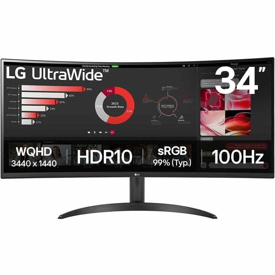 LG Ultrawide 34WR50QK-B 34" Class UWQHD Curved Screen LCD Monitor - 21:9 - Black