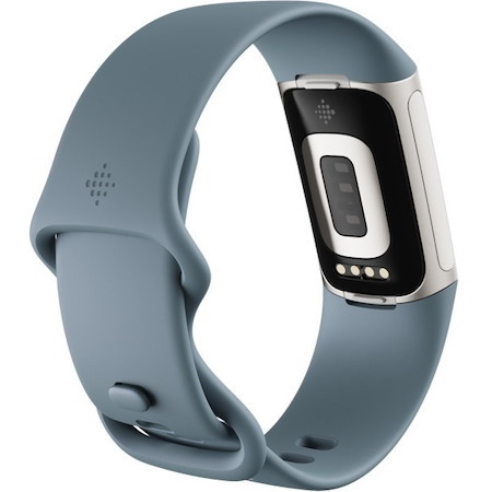 Fitbit Charge 5 Smart Band - Rectangular Case Shape - Steel Blue, Platinum Stainless Steel Body Color - Aluminium Body Material - Stainless Steel Case Material - Silicone Band Material