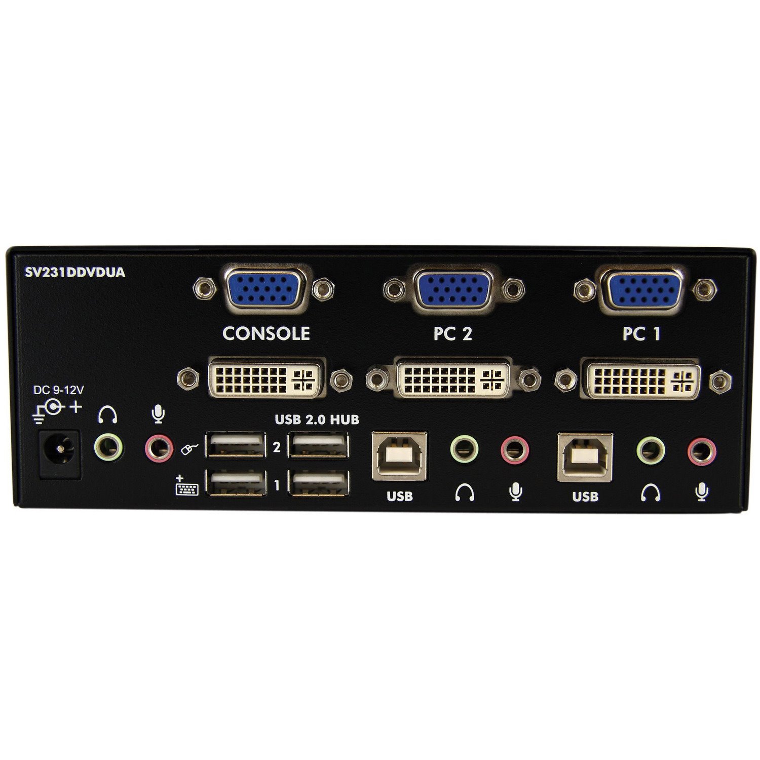 StarTech.com 2 Port KVM Switch - DVI and VGA w/ Audio and USB 2.0 Hub &acirc;&euro;" Dual Monitor / Display / Screen KVM Switch - DVI VGA (SV231DDVDUA)