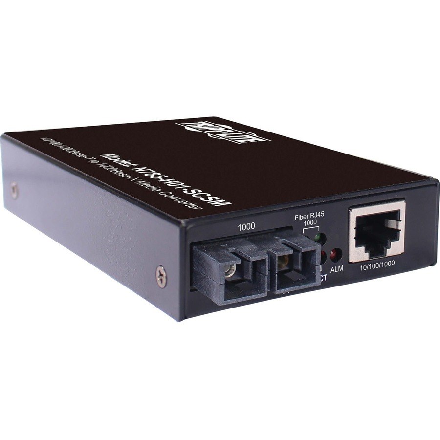 Tripp Lite by Eaton Hardened Gigabit Fiber to Ethernet Media Converter, 10/100/1000 Mbps, RJ45/SC Singlemode, -10Â&deg; to 60Â&deg;C, 10 km (6.2 mi.)