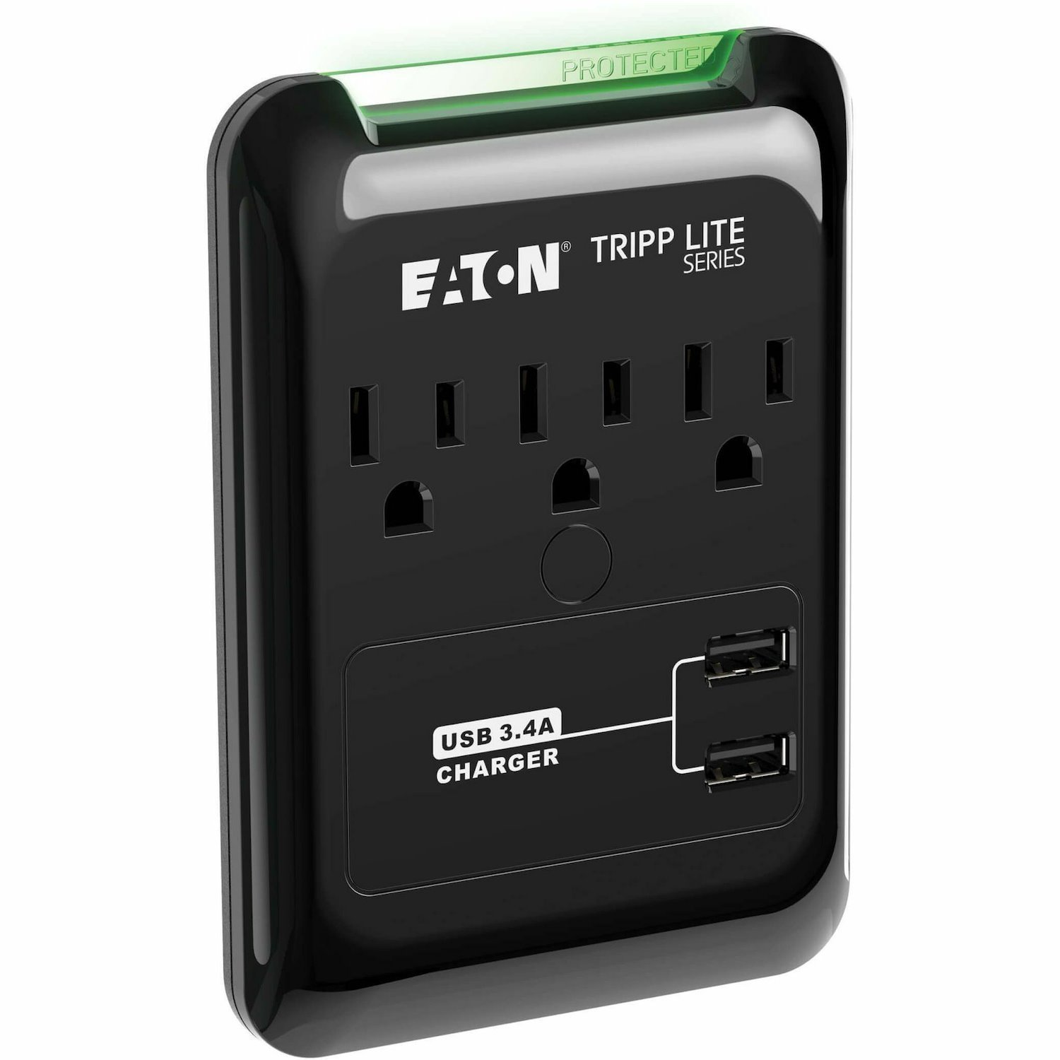 Tripp Lite by Eaton Protect It! 3-Outlet Surge Protector, Direct Plug-In, 540 Joules, 3.4 A USB Charger, Diagnostic LED